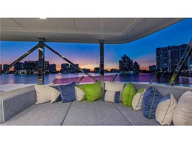 a view of a city from a balcony aboard PRIMA MEA Yacht for Sale
