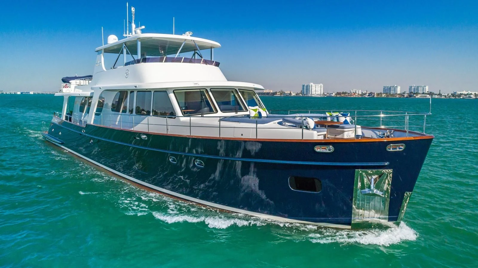 a boat on the water aboard PRIMA MEA Yacht for Sale