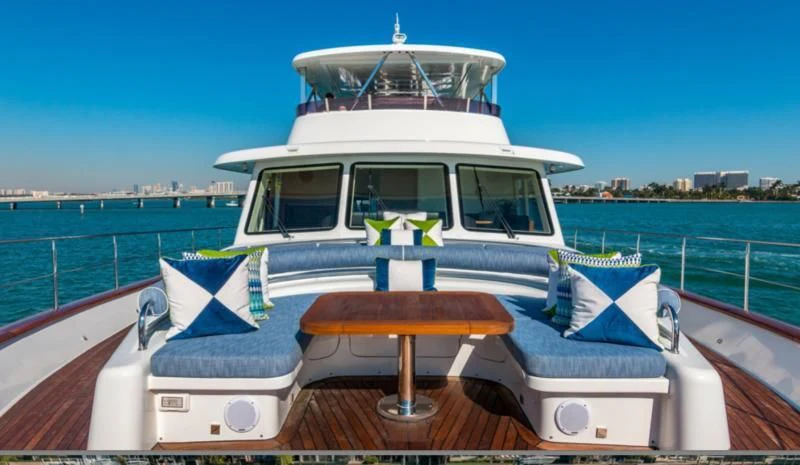 a boat on the water aboard PRIMA MEA Yacht for Sale