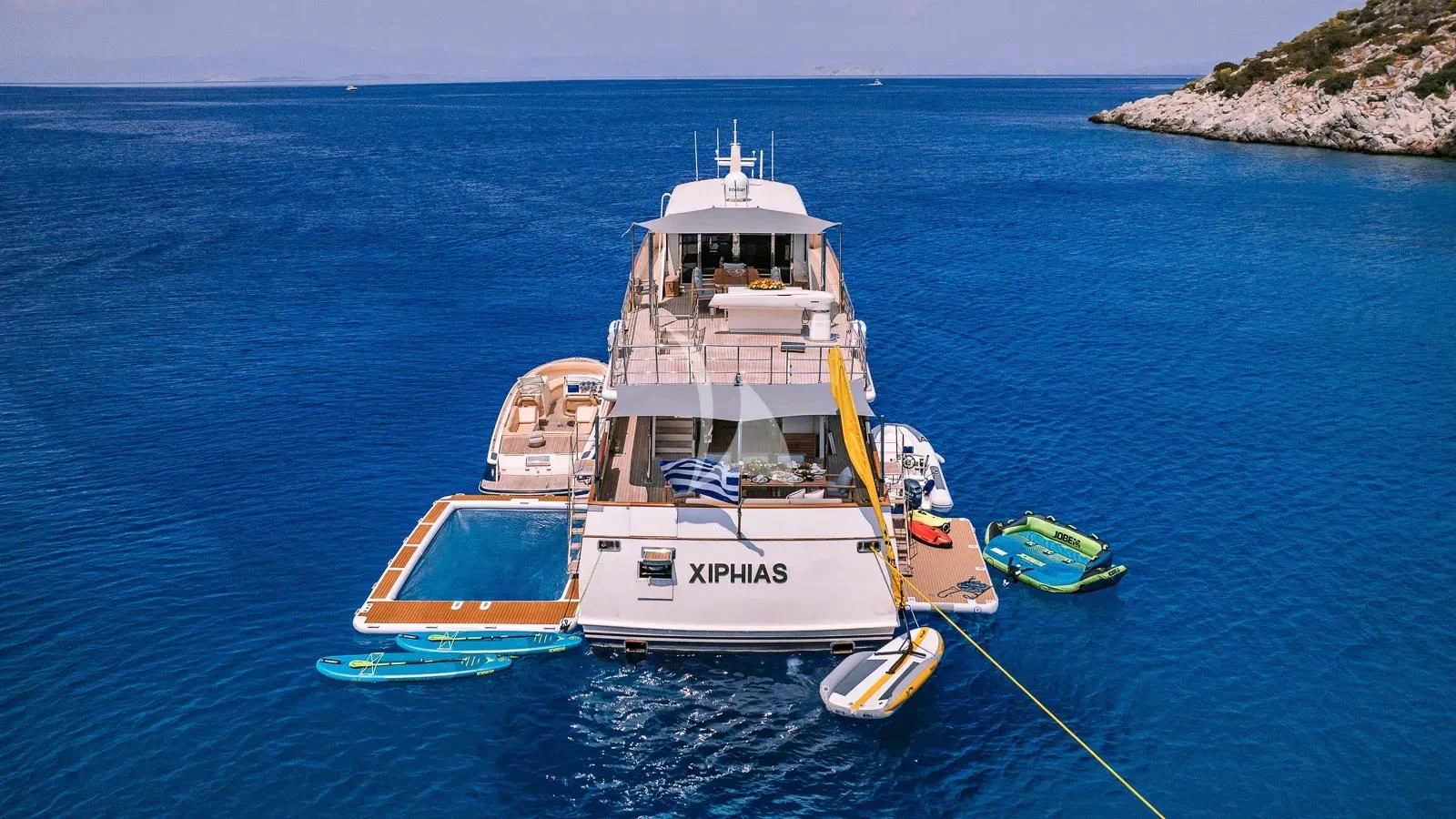 a boat in the water aboard XIPHIAS Yacht for Charter