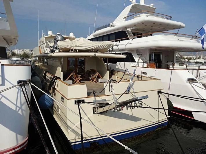 a group of boats are parked aboard XIPHIAS Yacht for Charter