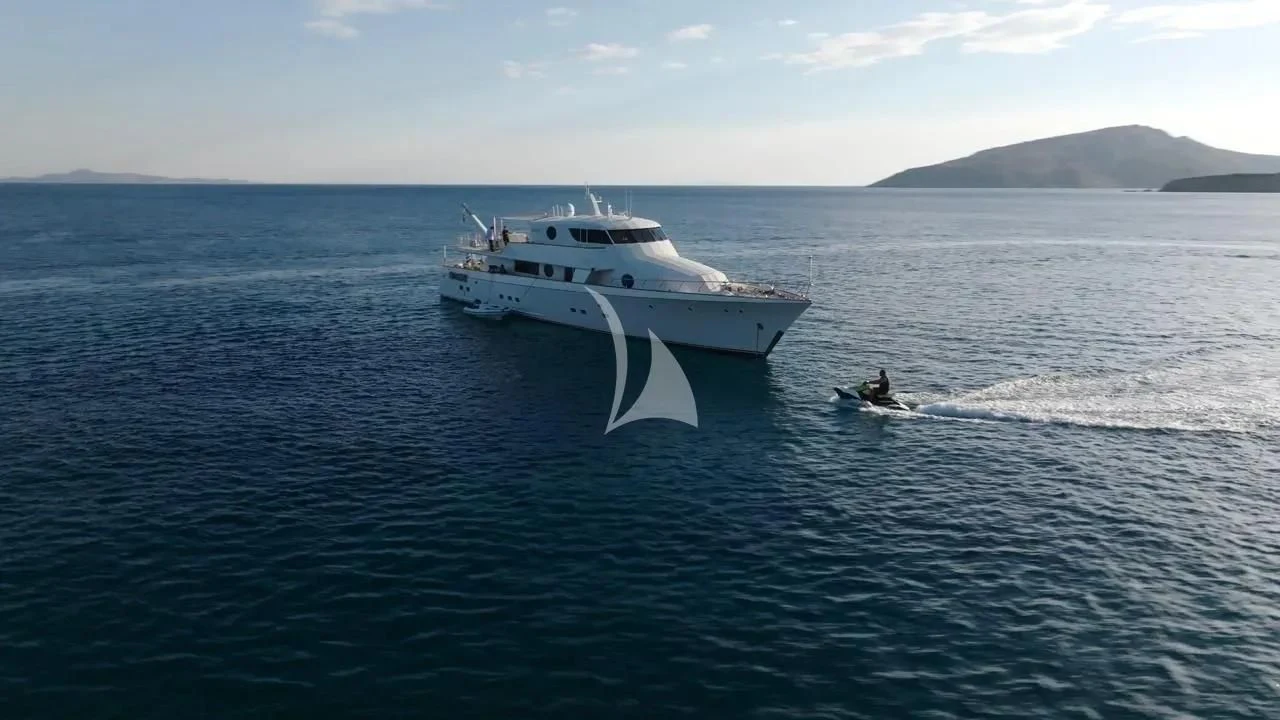 a boat in the water aboard XIPHIAS Yacht for Charter