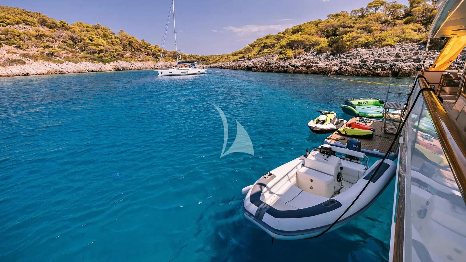 boats in the water aboard XIPHIAS Yacht for Charter