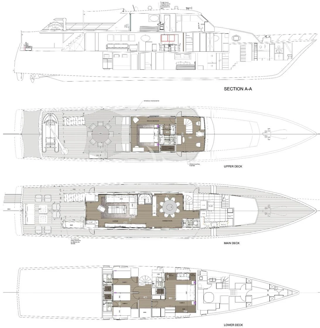 diagram, engineering drawing aboard XIPHIAS Yacht for Charter