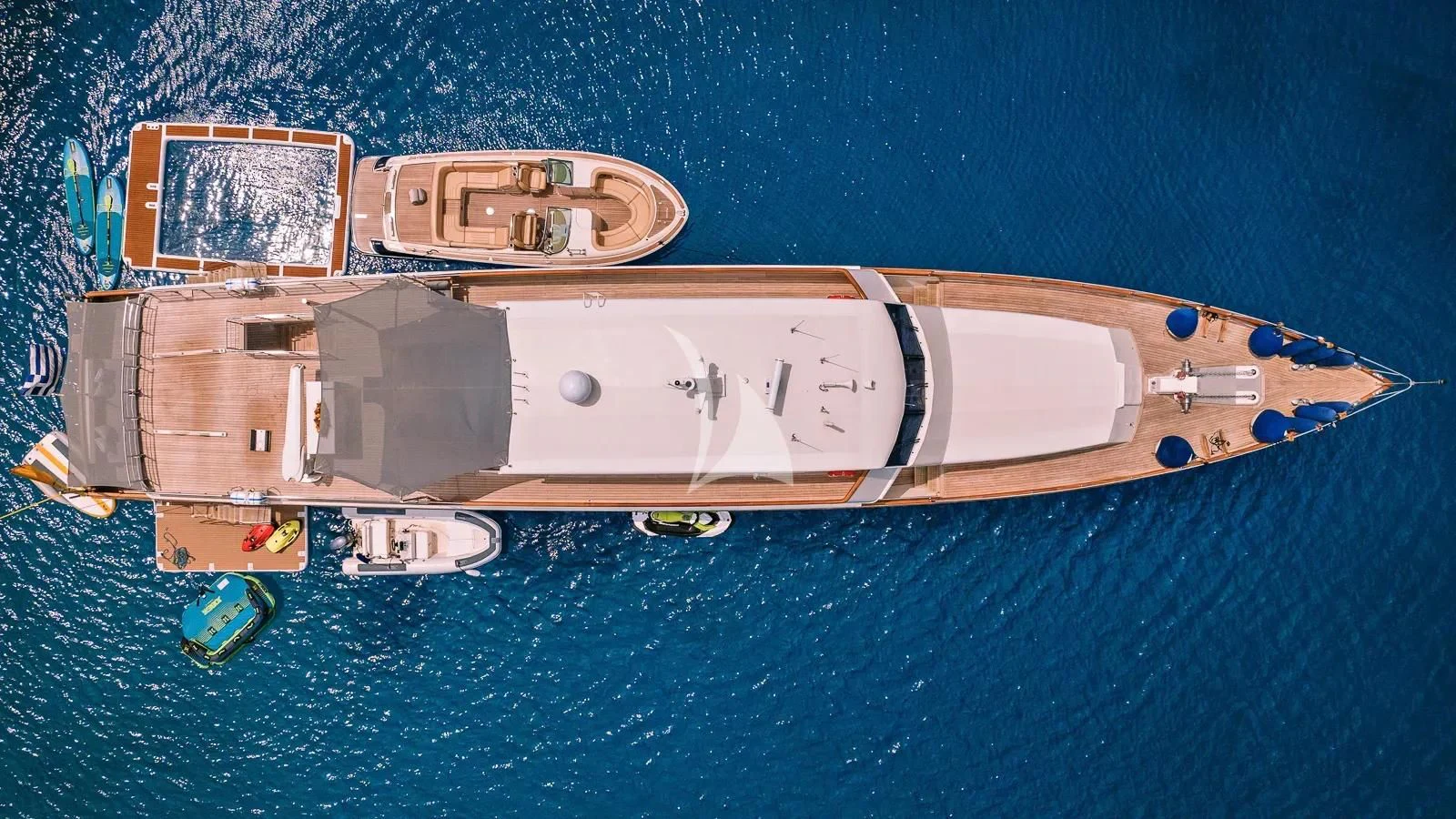 a space ship on a blue surface aboard XIPHIAS Yacht for Charter