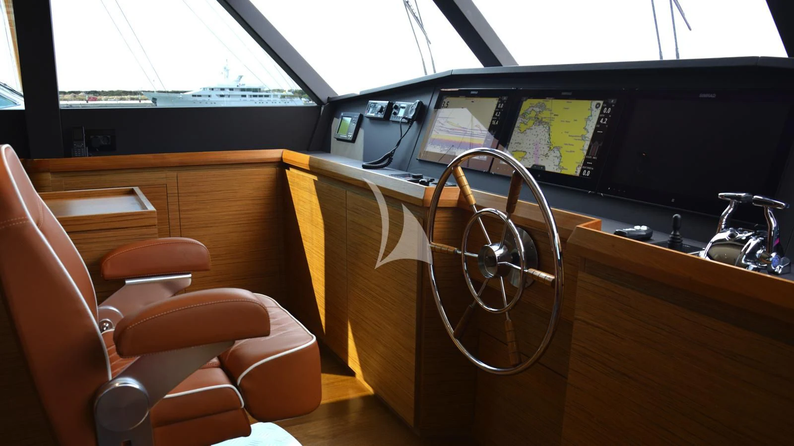 inside of a vehicle aboard XIPHIAS Yacht for Charter