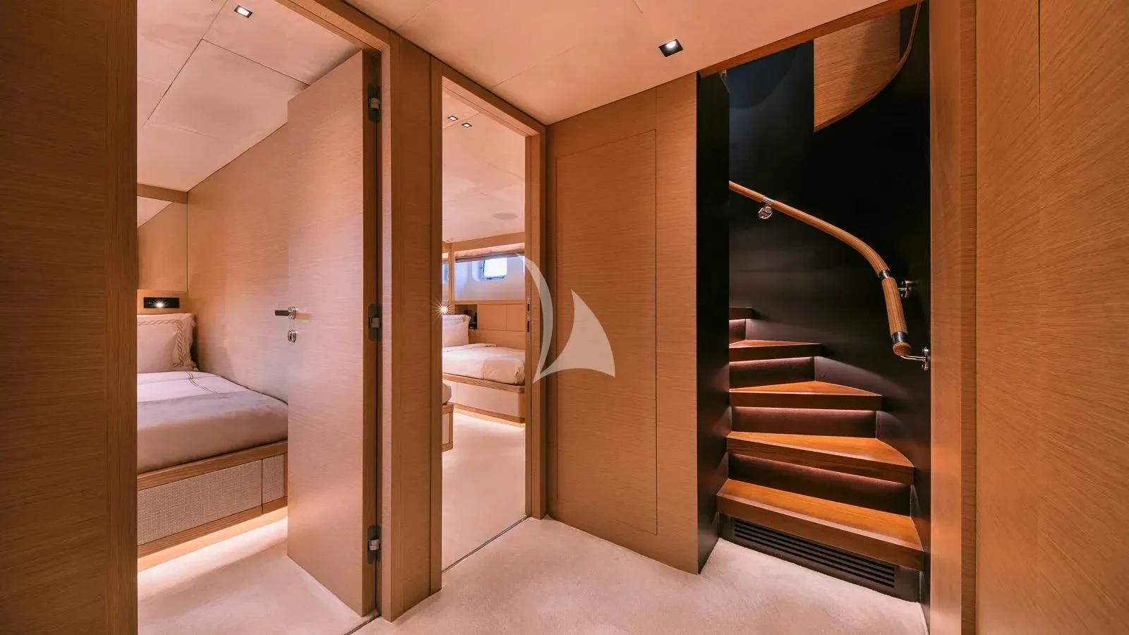 a bathroom with a large mirror aboard XIPHIAS Yacht for Charter