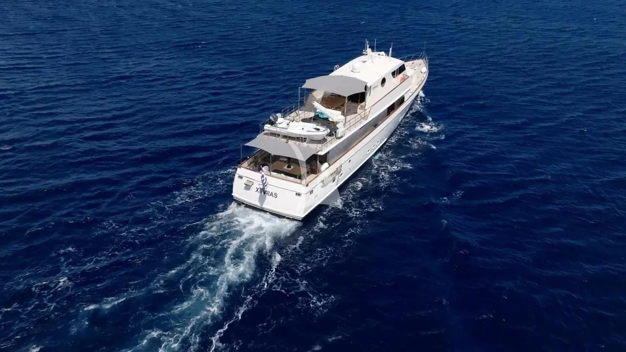 a boat in the water aboard XIPHIAS Yacht for Charter