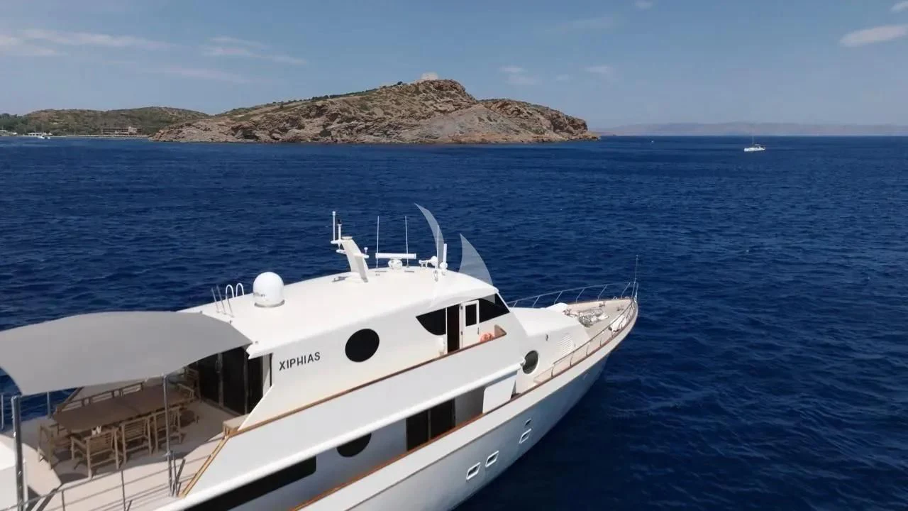 a boat on the water aboard XIPHIAS Yacht for Charter
