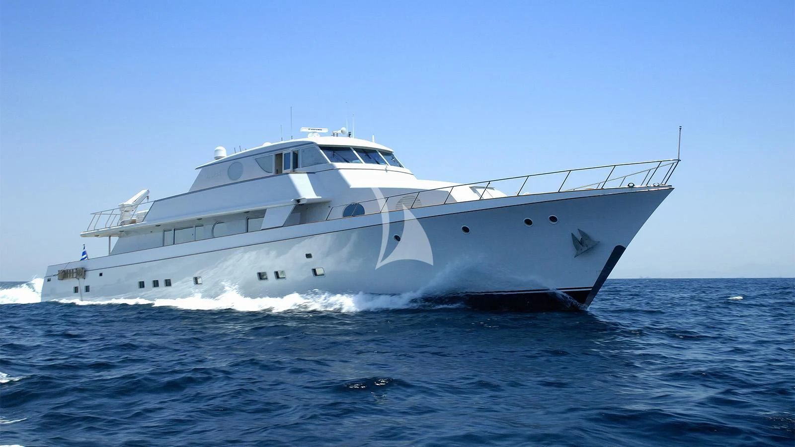 a white boat in the water aboard XIPHIAS Yacht for Charter