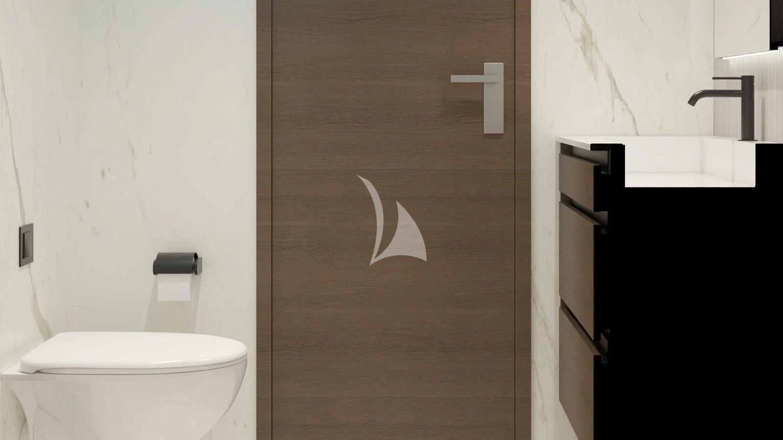 a bathroom with a toilet and sink aboard XIPHIAS Yacht for Charter