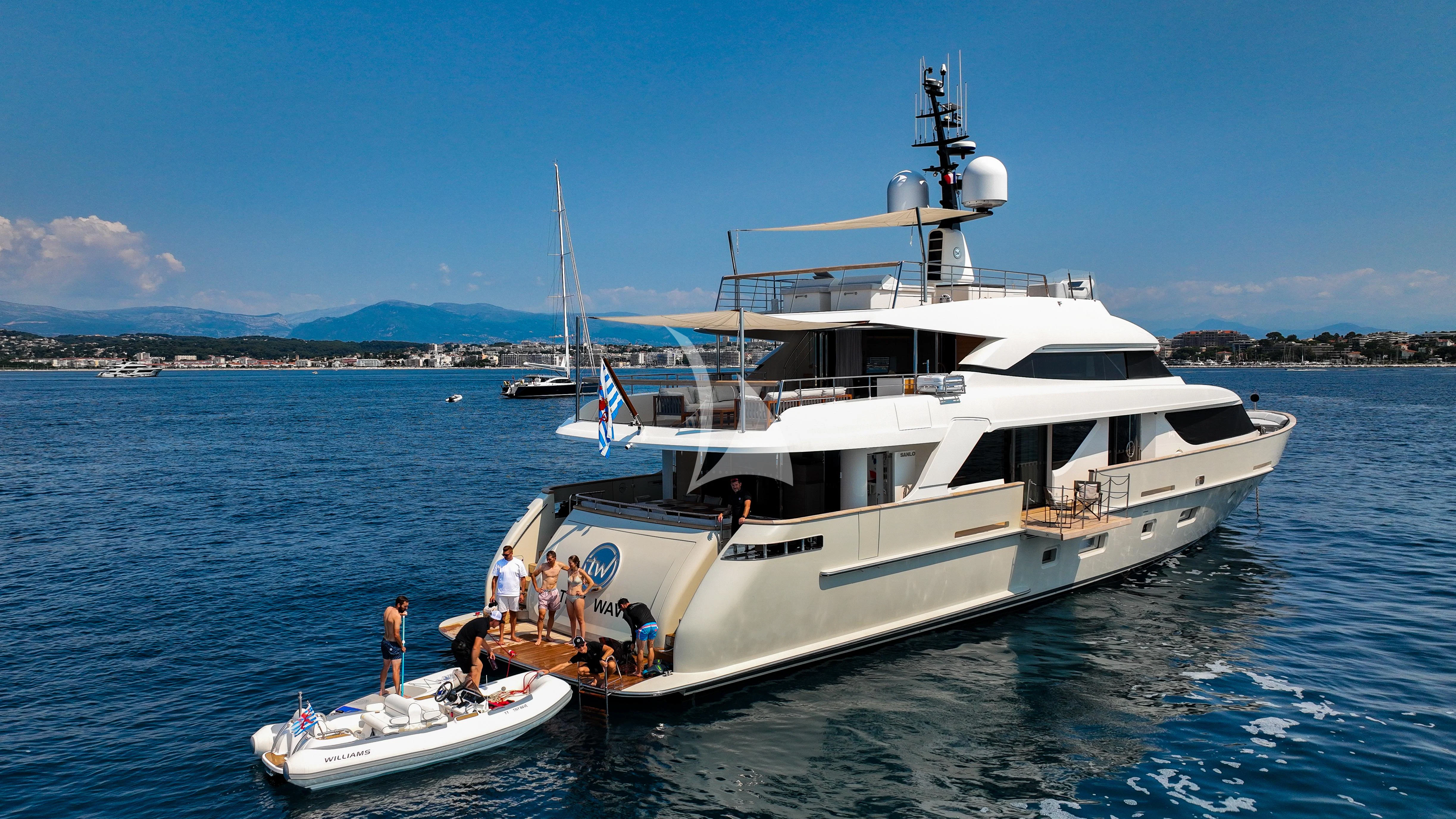 a boat with people on it aboard TINY WAVE Yacht for Sale