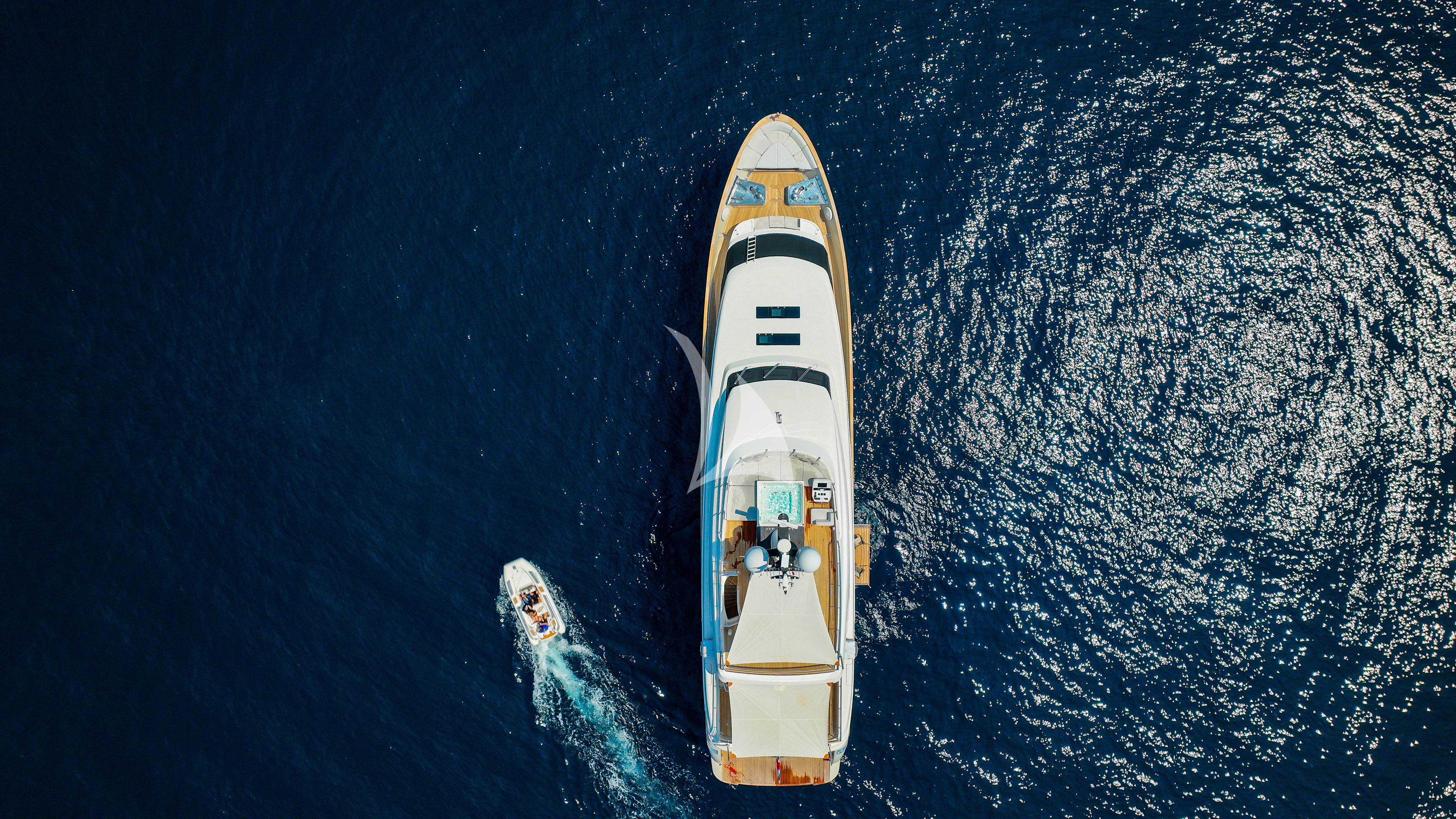 a space shuttle flying over water aboard TINY WAVE Yacht for Sale