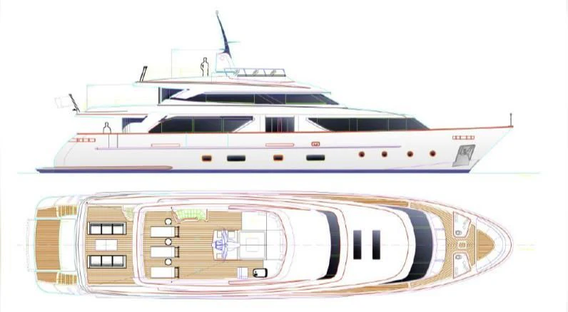 a white and blue boat aboard TINY WAVE Yacht for Sale