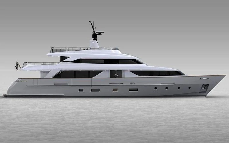 a white yacht in the water aboard TINY WAVE Yacht for Sale