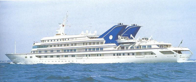 a large white ship aboard PRINCE ABDULAZIZ Yacht for Sale