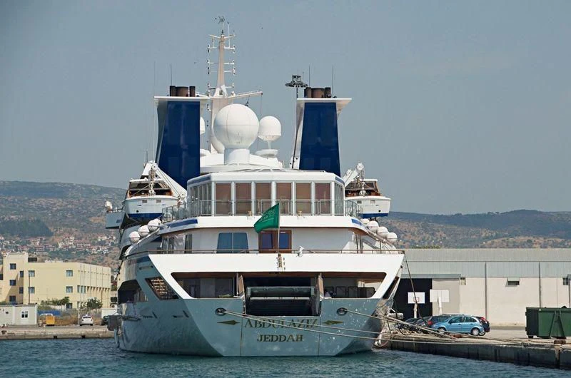 a large white boat aboard PRINCE ABDULAZIZ Yacht for Sale