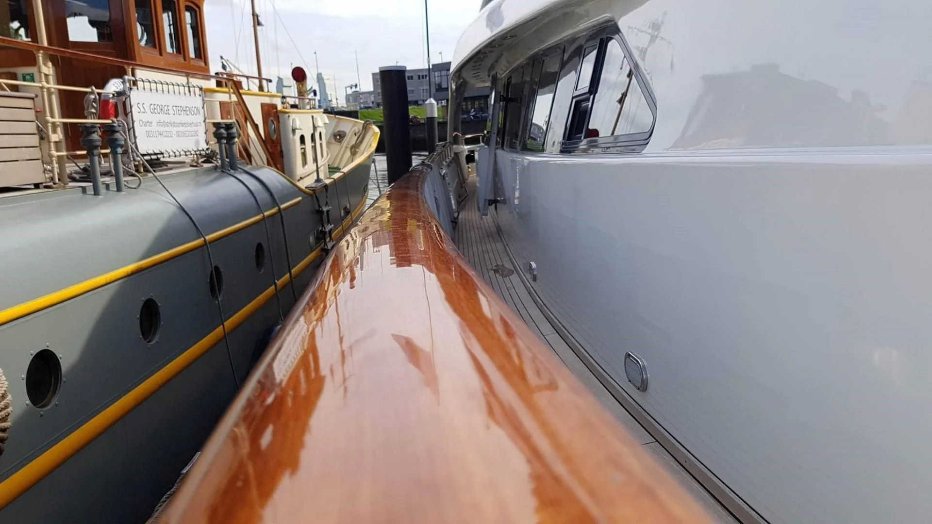 a train on the railway tracks aboard LADY MIKKI Yacht for Sale
