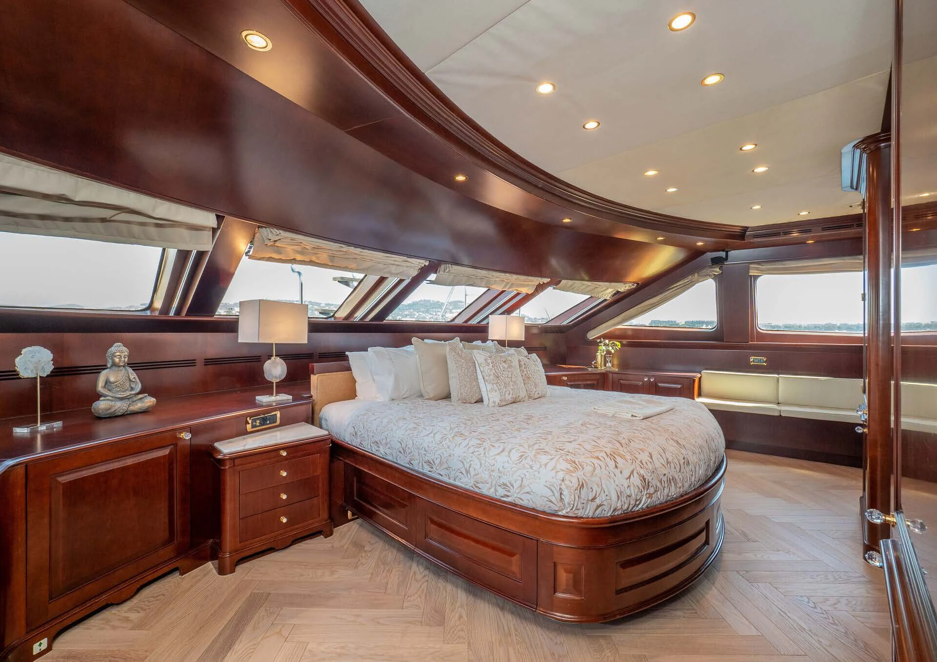 a bedroom with a large bed aboard GIORGIA I Yacht for Sale