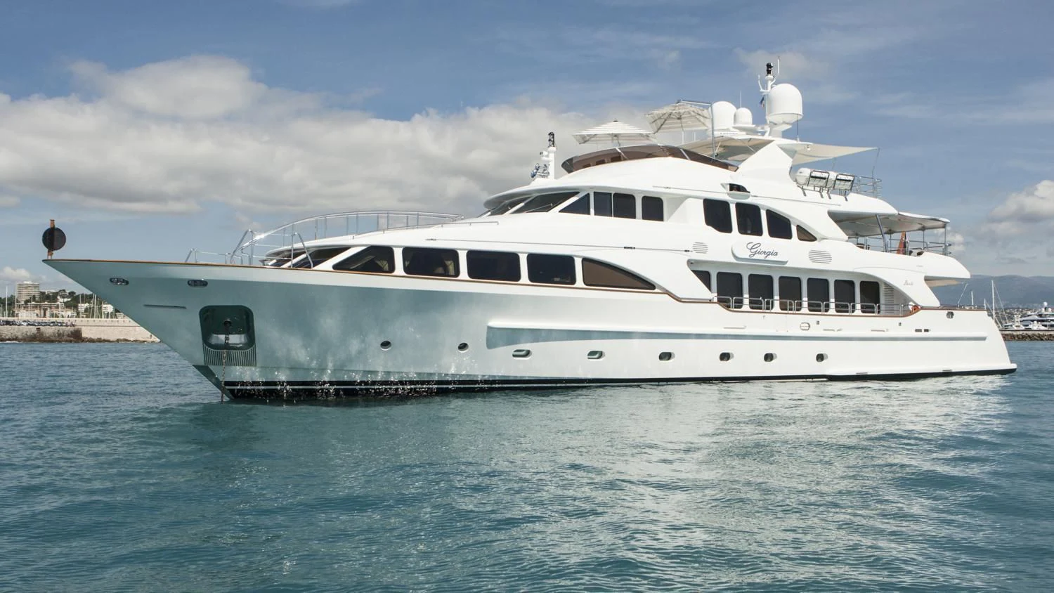 a white yacht in the water aboard GIORGIA I Yacht for Sale