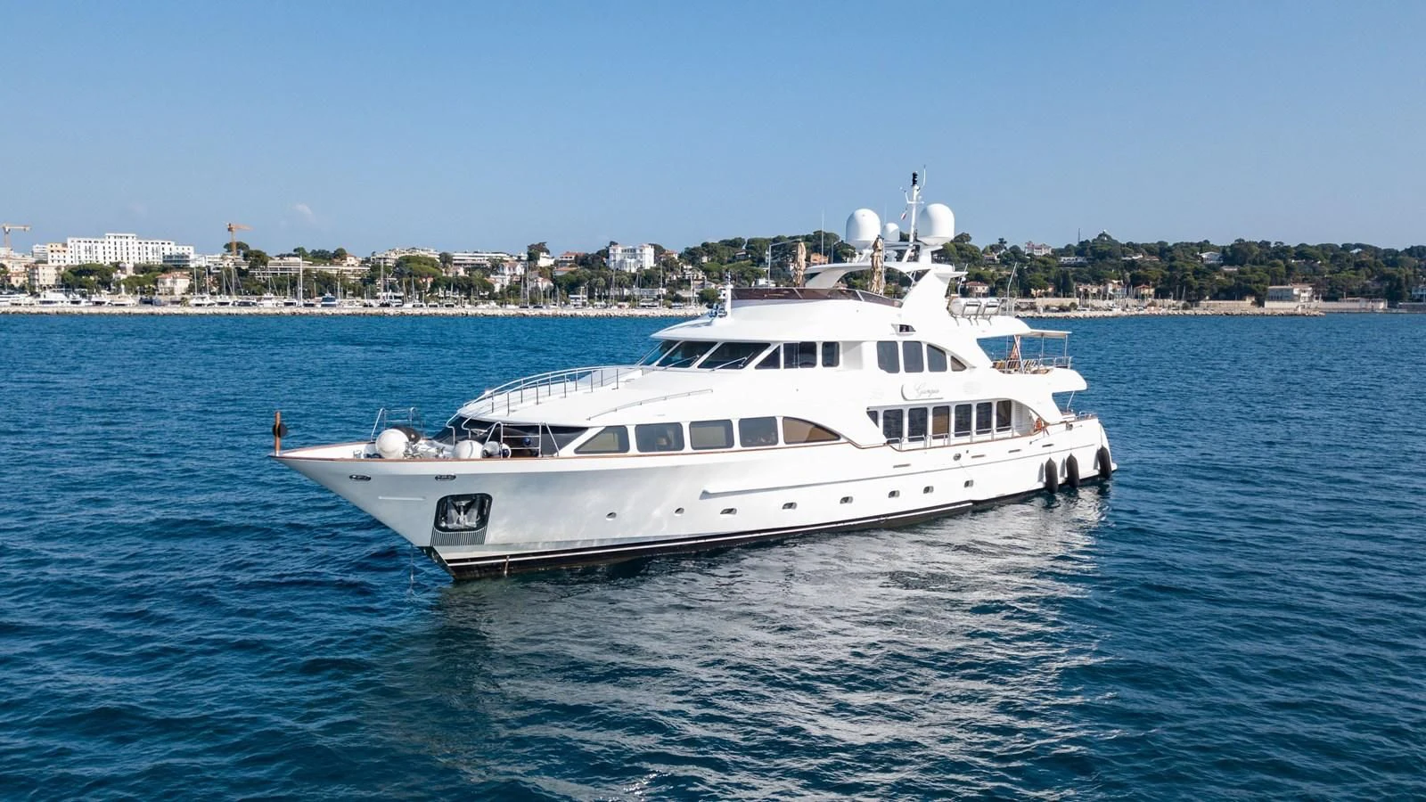 a white boat in the water aboard GIORGIA I Yacht for Sale