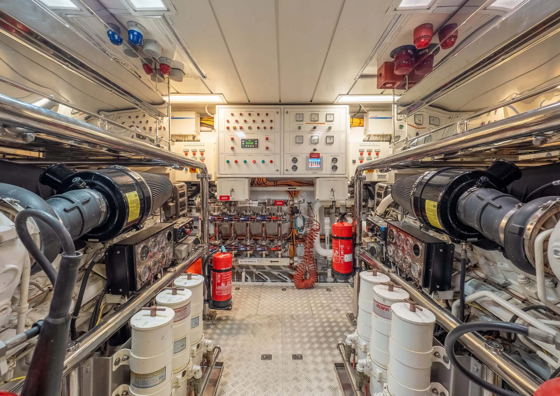 a room with pipes and equipment aboard GIORGIA I Yacht for Sale