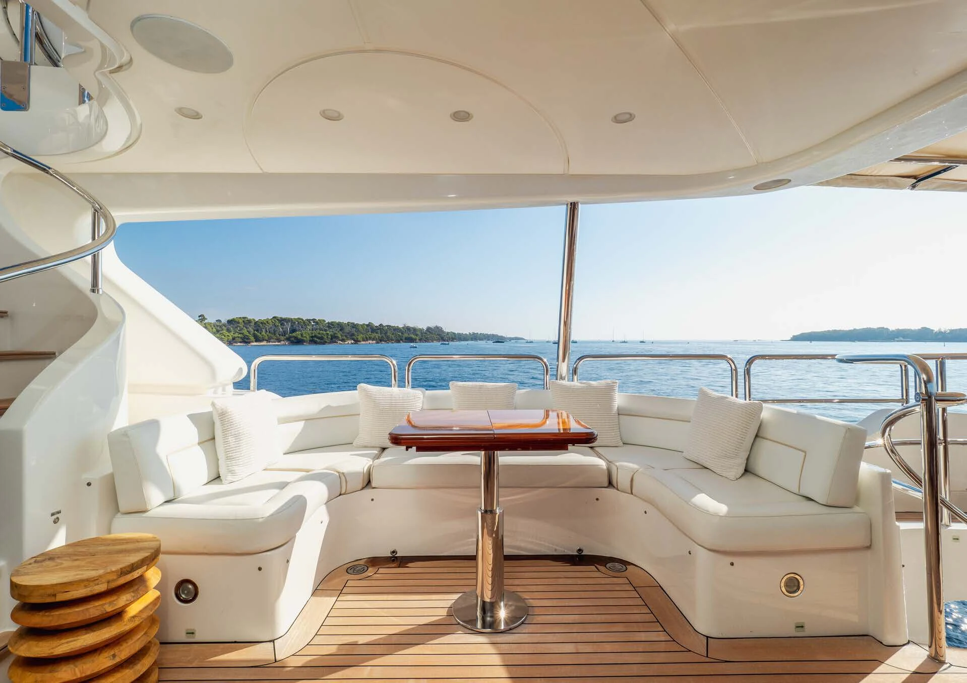 a room with a table and chairs aboard GIORGIA I Yacht for Sale