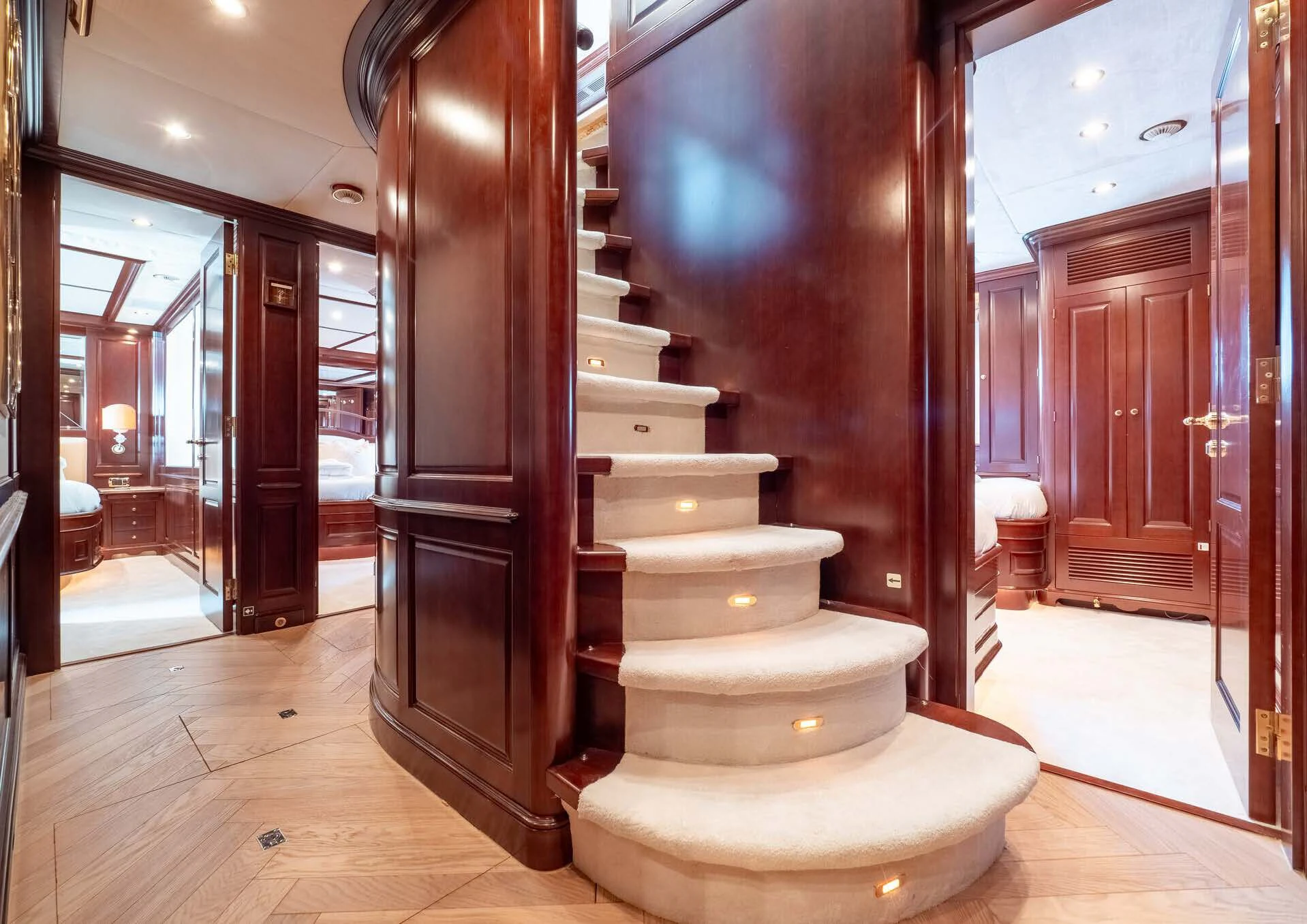 a room with a stack of books aboard GIORGIA I Yacht for Sale