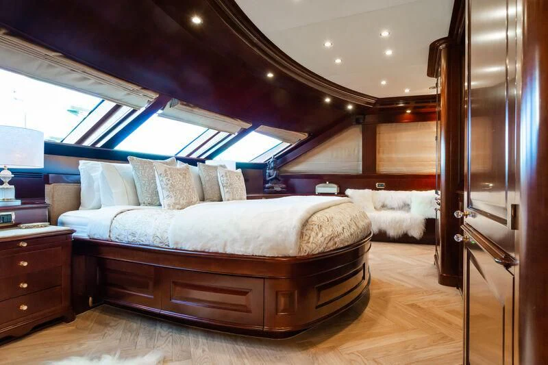 a bed in a room aboard GIORGIA I Yacht for Sale