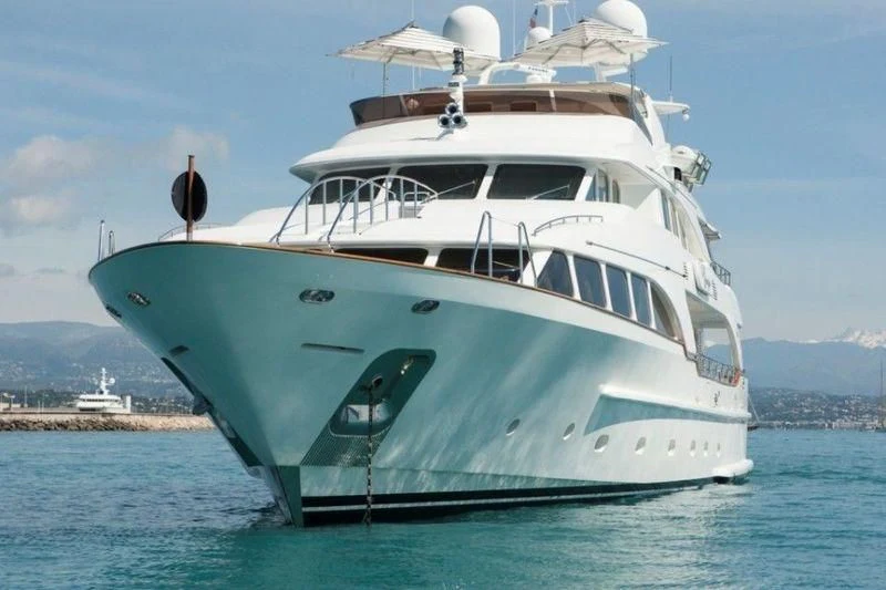 a white yacht in the water aboard GIORGIA I Yacht for Sale