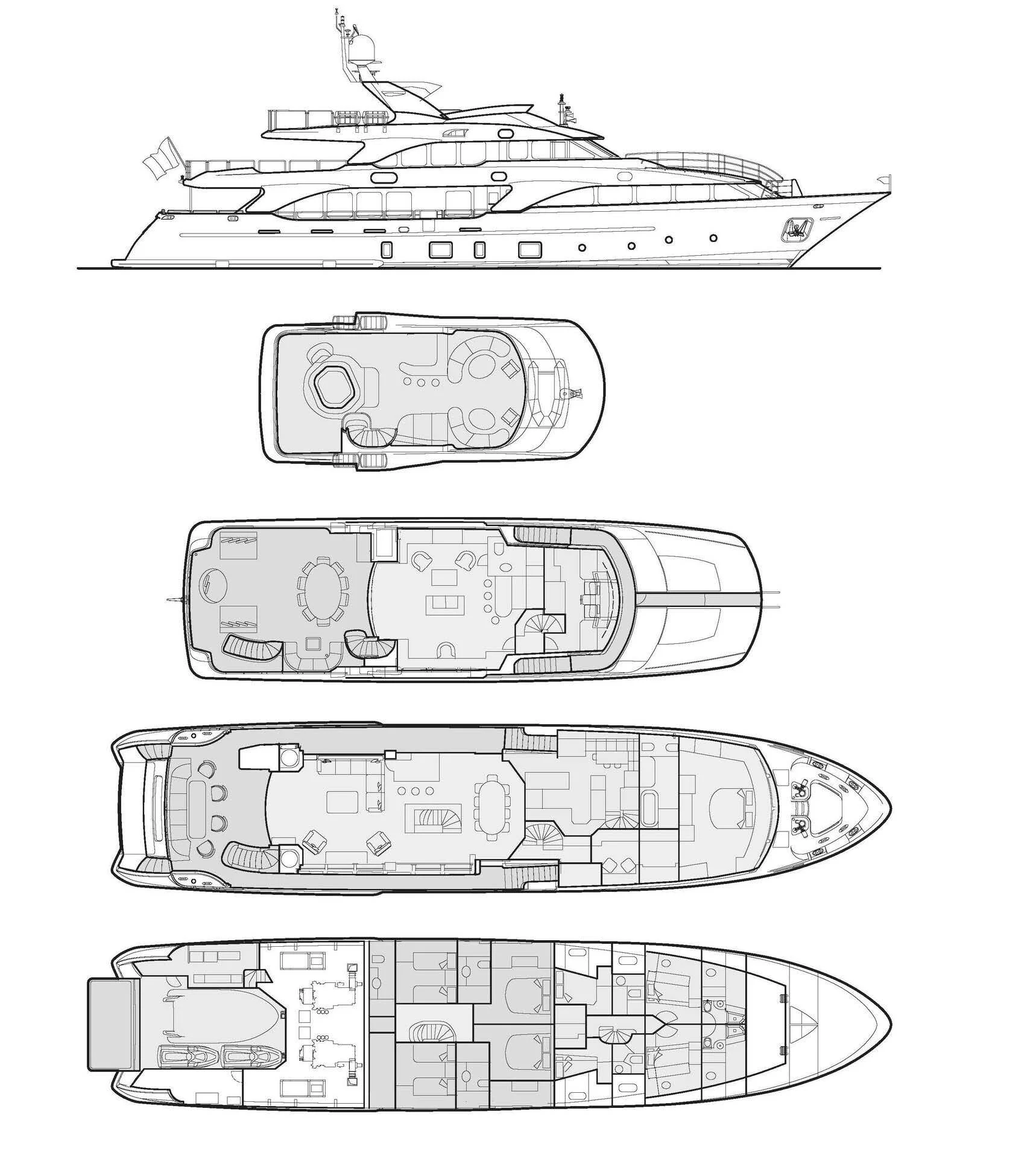 diagram, engineering drawing aboard GIORGIA I Yacht for Sale