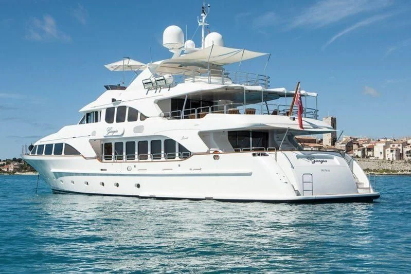 a white yacht in the water aboard GIORGIA I Yacht for Sale