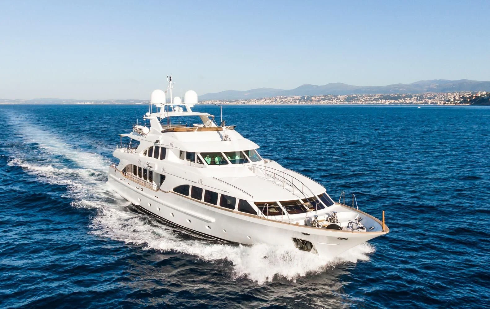 a white yacht on the water aboard GIORGIA I Yacht for Sale