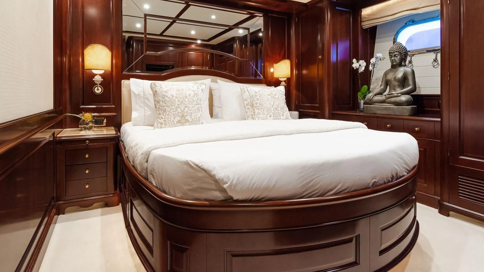 a bed in a room aboard GIORGIA I Yacht for Sale