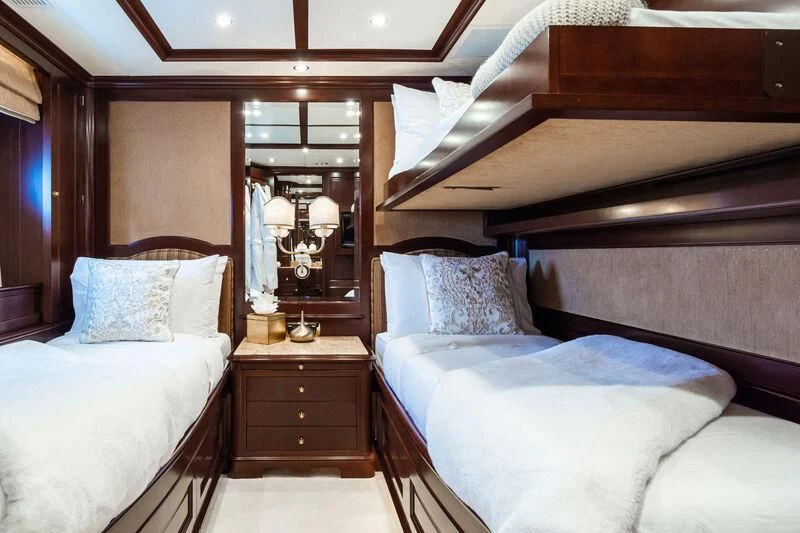 a room with two beds aboard GIORGIA I Yacht for Sale
