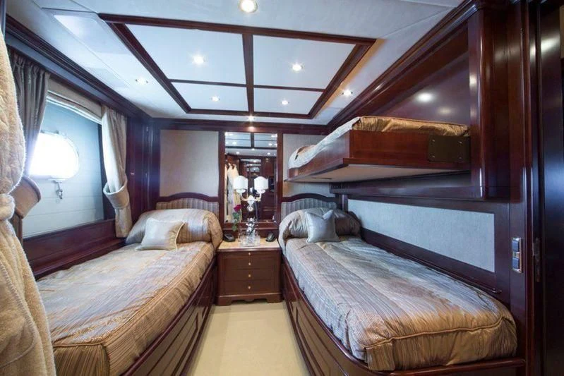 a room with two beds aboard GIORGIA I Yacht for Sale