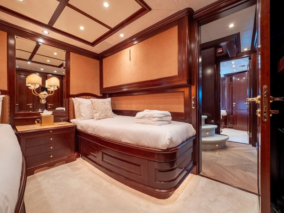 a bed in a room aboard GIORGIA I Yacht for Sale