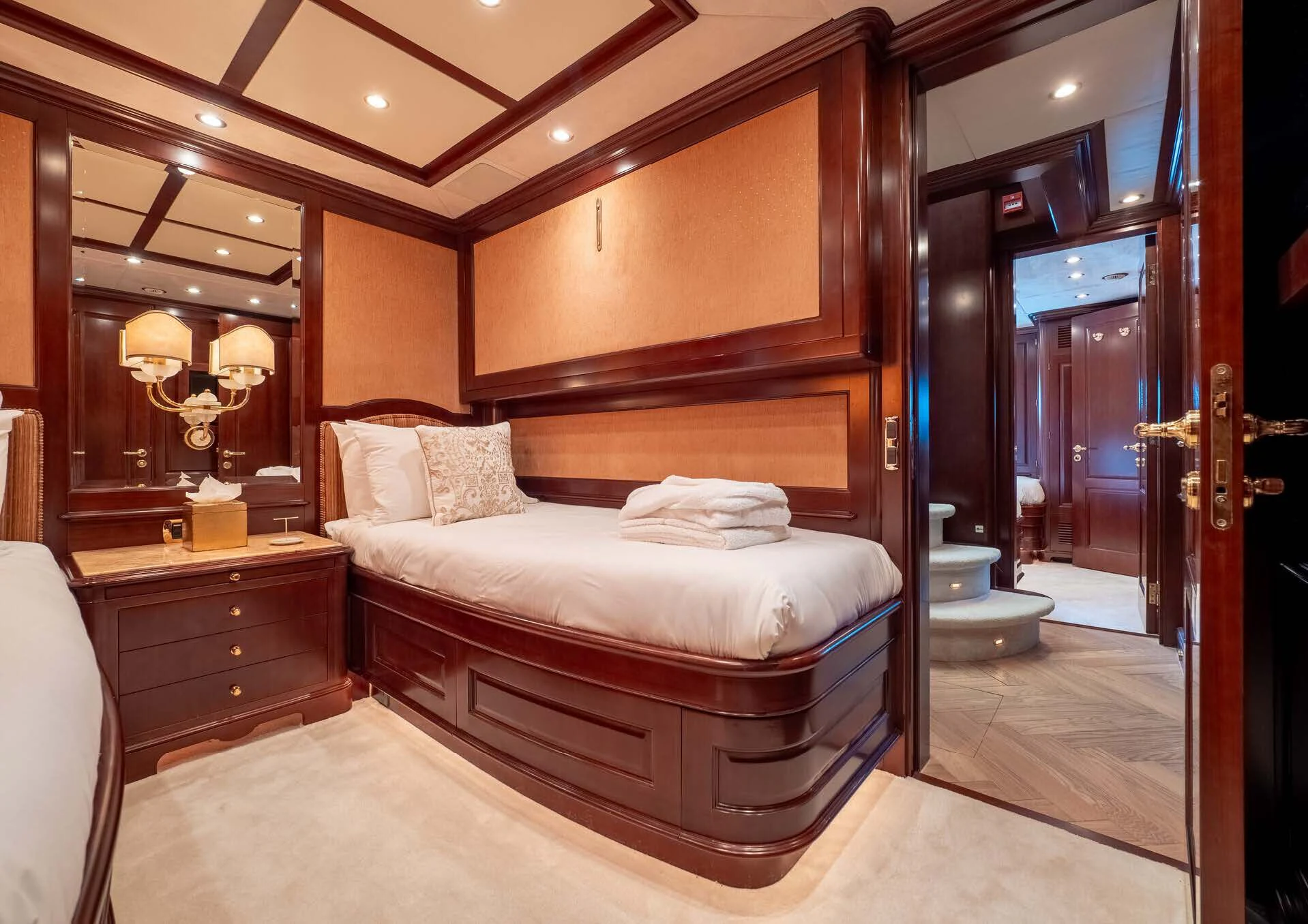a bed in a room aboard GIORGIA I Yacht for Sale