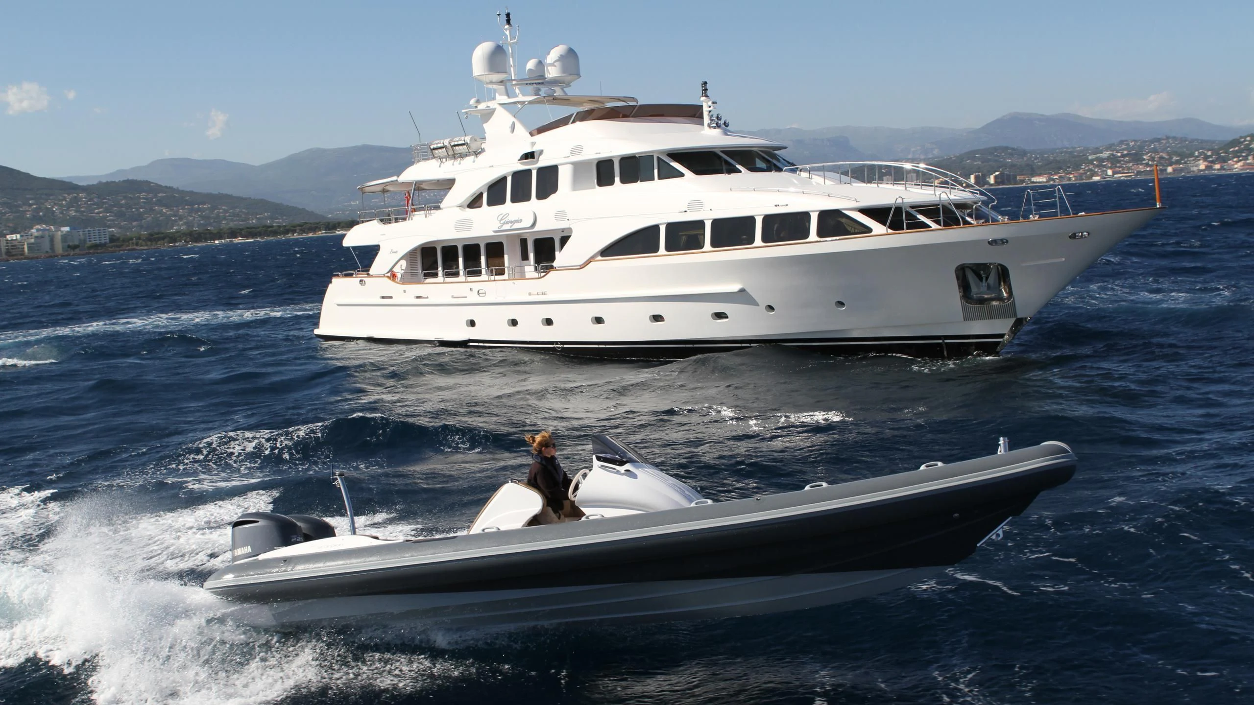 a boat on the water aboard GIORGIA I Yacht for Sale