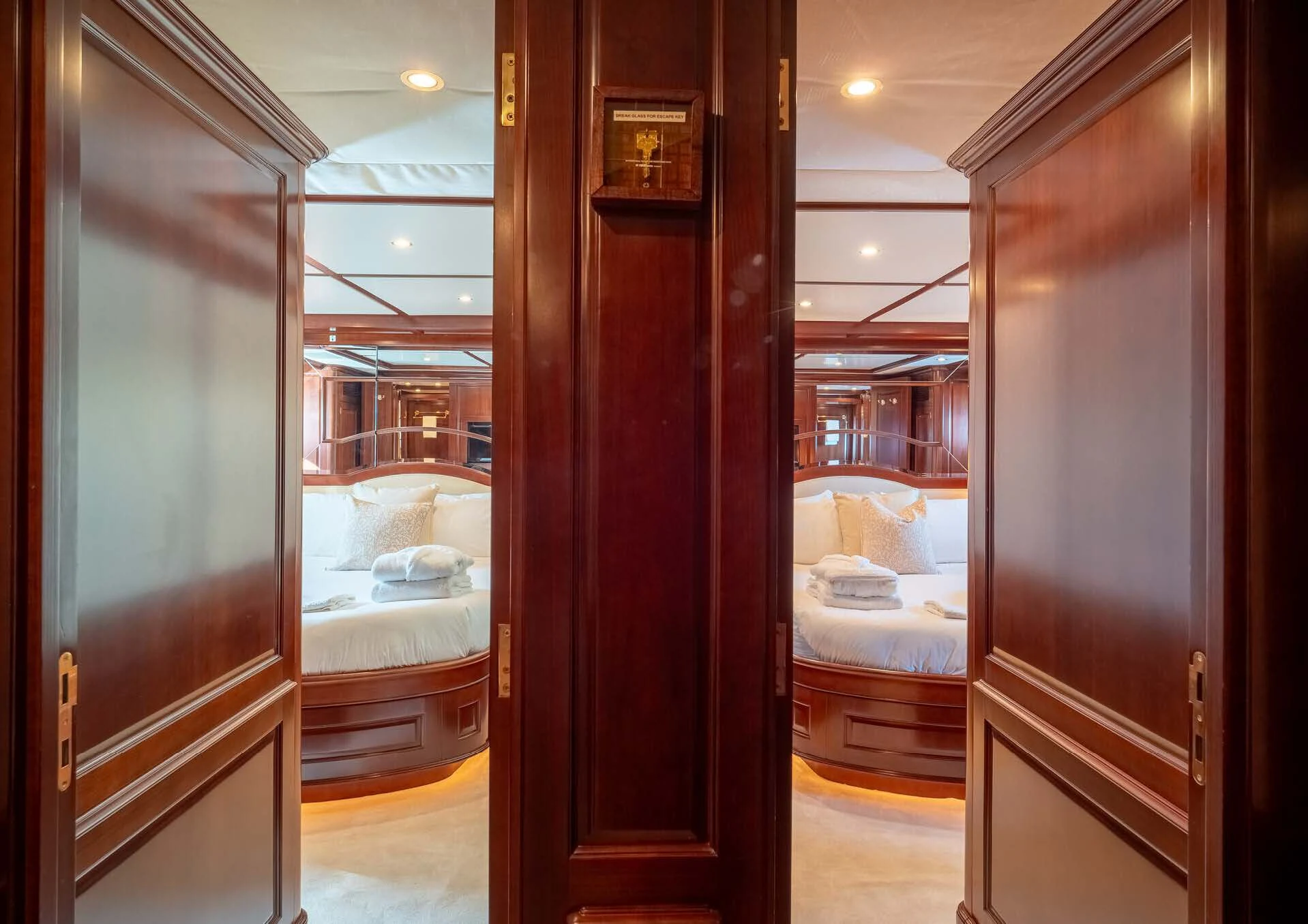 a room with a glass door aboard GIORGIA I Yacht for Sale