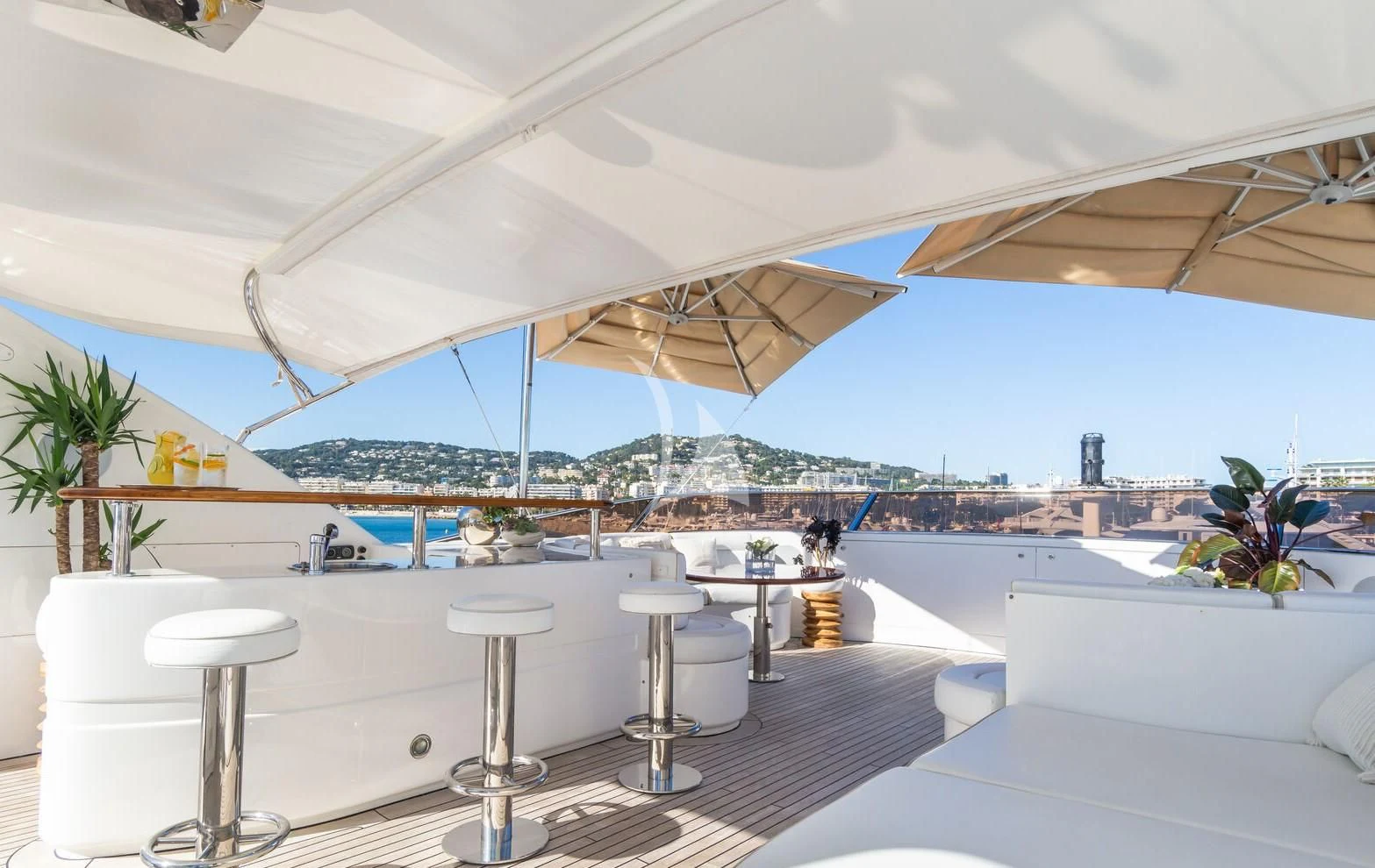 a room with a table and chairs aboard GIORGIA I Yacht for Sale