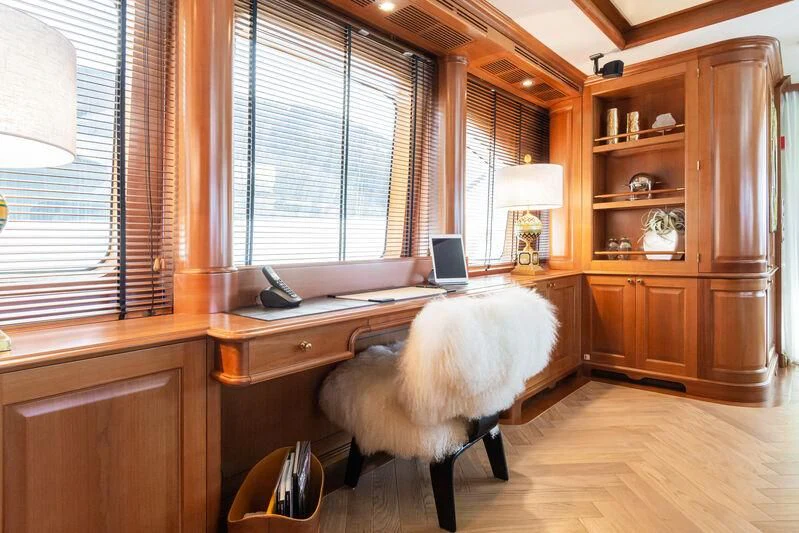 a room with a desk and a laptop aboard GIORGIA I Yacht for Sale