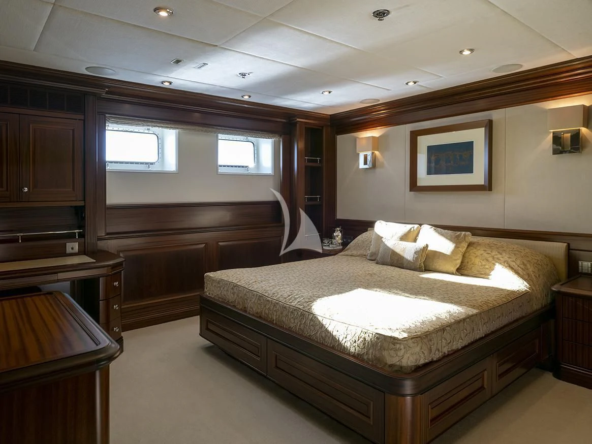 a bedroom with a bed aboard MY LITTLE VIOLET Yacht for Sale