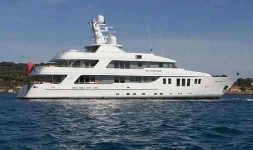 a large white boat in the water aboard MY LITTLE VIOLET Yacht for Sale