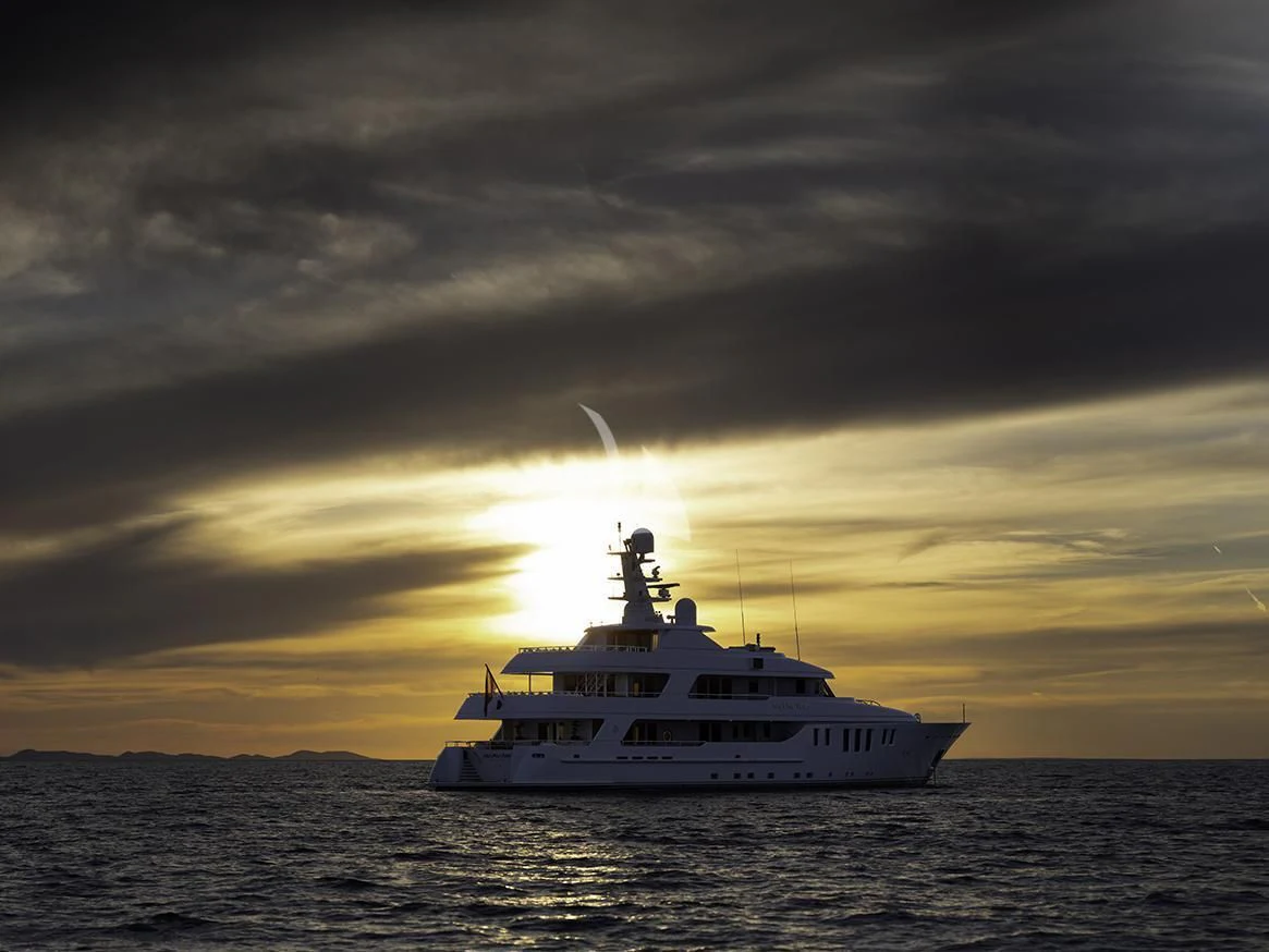 a boat in the water aboard MY LITTLE VIOLET Yacht for Sale