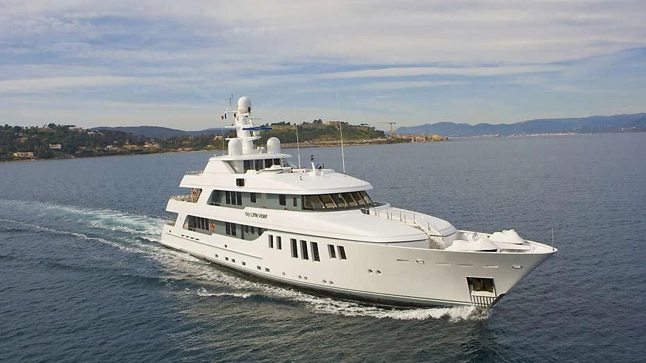 a large white ship aboard MY LITTLE VIOLET Yacht for Sale