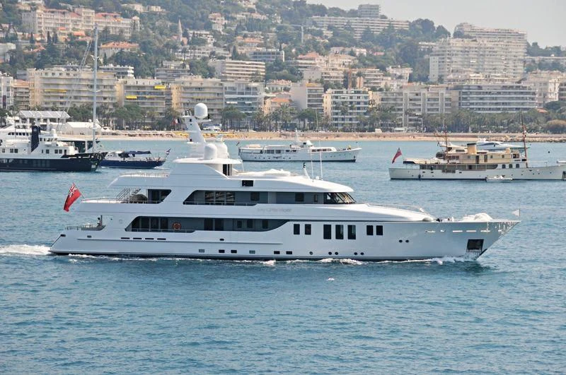 a white yacht in the water aboard MY LITTLE VIOLET Yacht for Sale