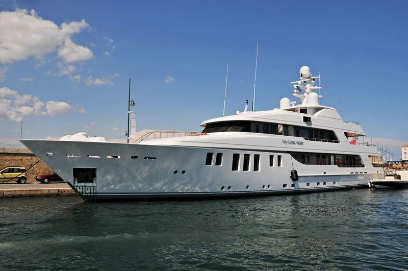 a large white ship aboard MY LITTLE VIOLET Yacht for Sale