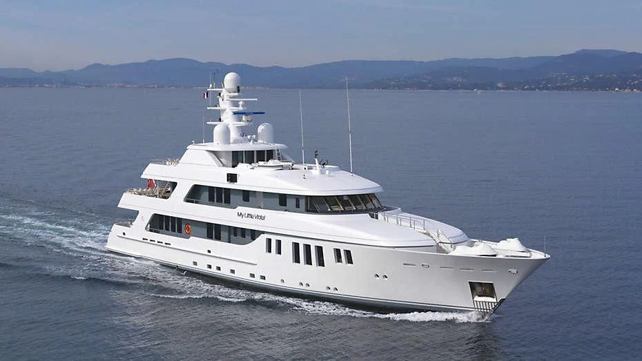 a large white boat aboard MY LITTLE VIOLET Yacht for Sale