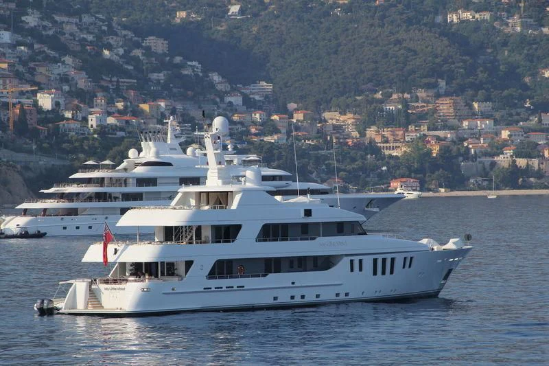 a white yacht in the water aboard MY LITTLE VIOLET Yacht for Sale